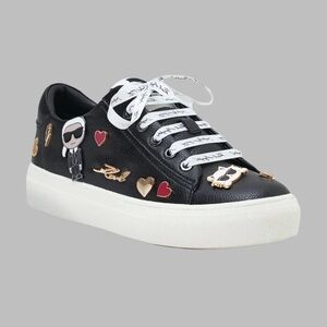 KARL LAGERFELD PARIS CATE PINS LACE UP LEATHER SNEAKER SIZE 7
